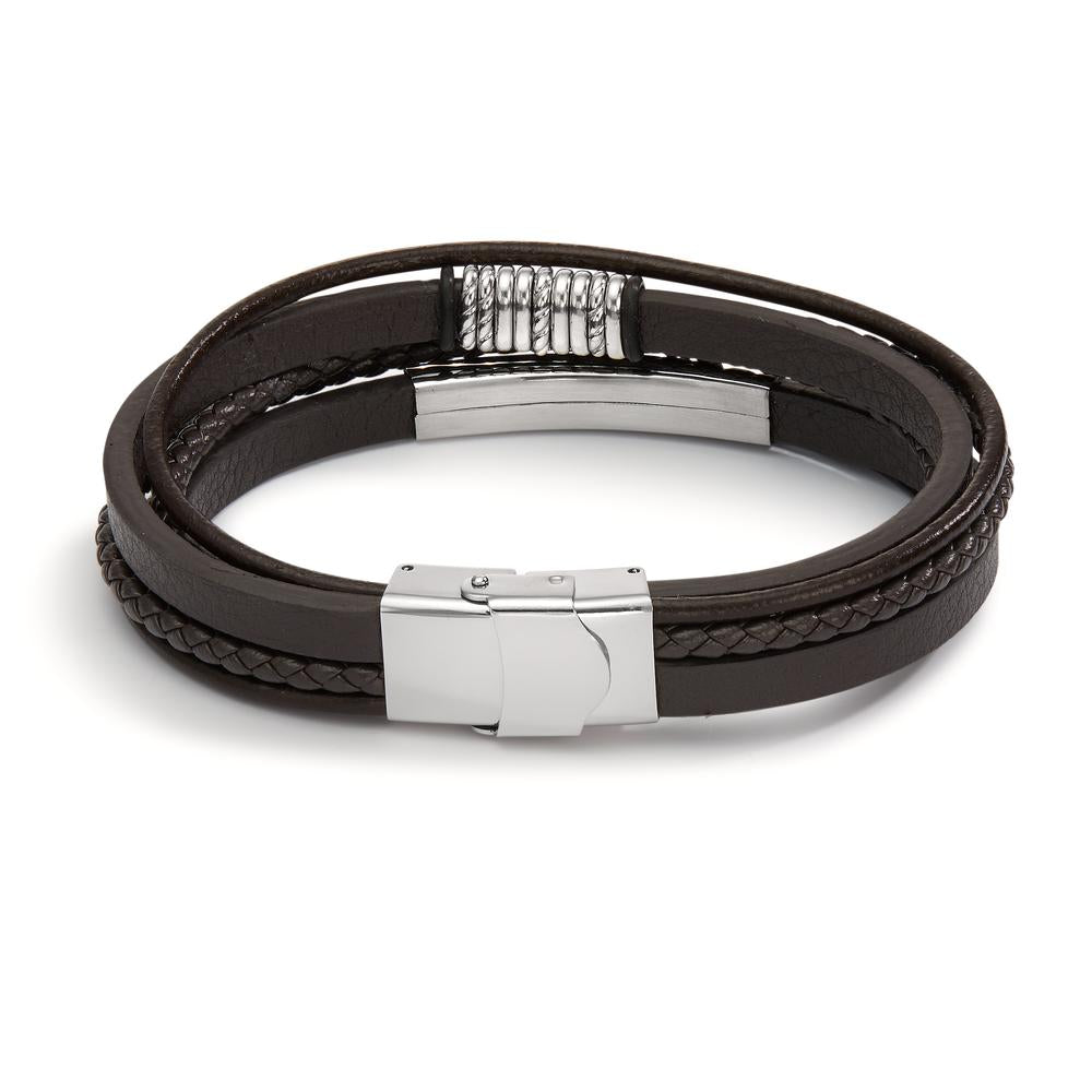 Bracelet Acier inoxydable, Cuir 21.5 cm