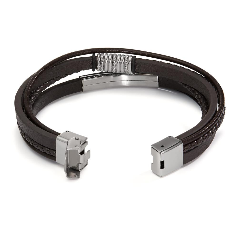 Bracelet Acier inoxydable, Cuir 21.5 cm