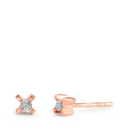 Clous d'oreilles Or rouge 18K Diamant 0.01 ct, 2 Pierres, w-si Ø3.5 mm