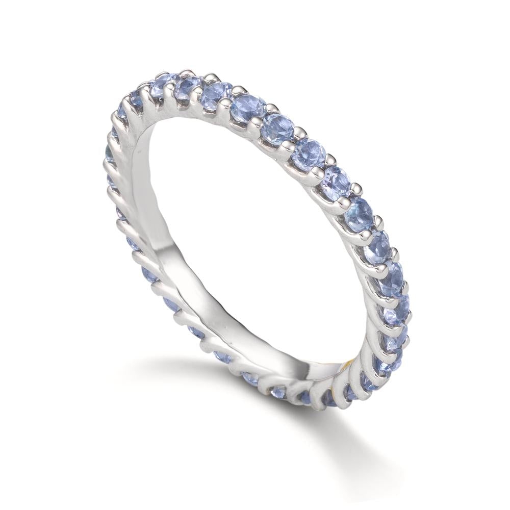 Bague d'éternité Or blanc 18K Tanzanite 1.20 ct, 30 Pierres