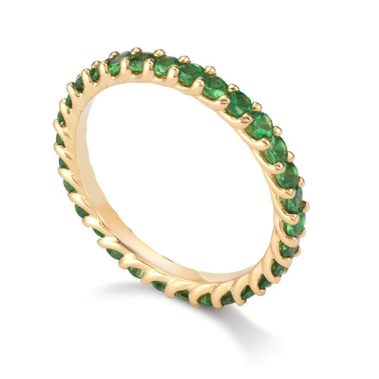 Bague d'éternité Or jaune 18K Grenat vert, 1.20 ct, 30 Pierres
