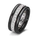 Bague Or blanc 18K, Céramique Diamant 1 ct, 25 Pierres, brillant