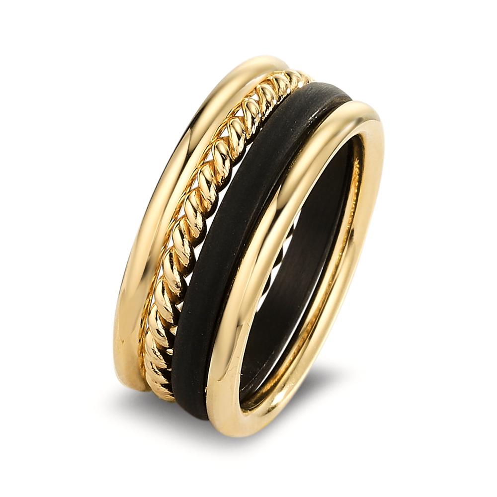 Bague Or jaune 18K, Carbone