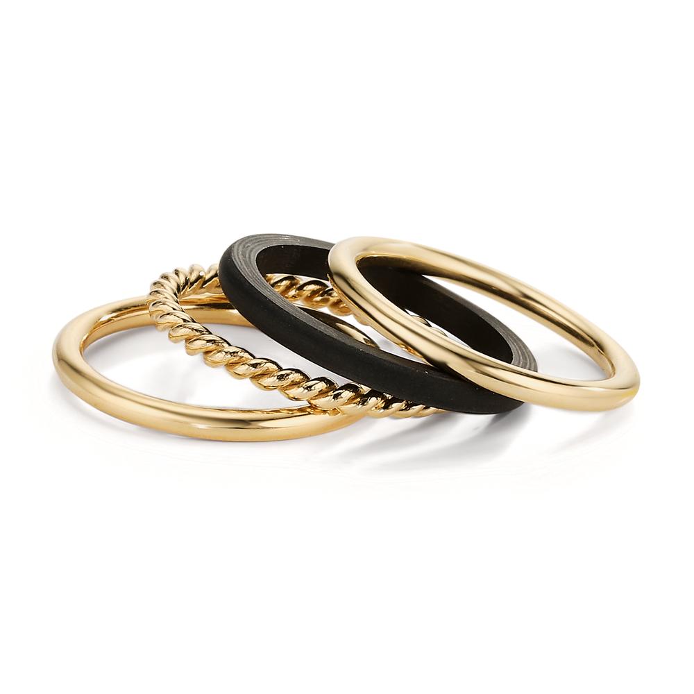 Bague Or jaune 18K, Carbone