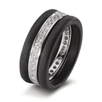 Bague Or blanc 18K, Carbone Diamant 0.50 ct, 35 Pierres, w-si