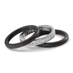 Bague Or blanc 18K, Carbone Diamant 0.50 ct, 35 Pierres, w-si