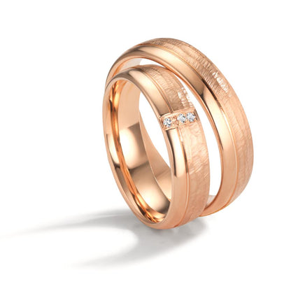 Alliance Or rose 18K Diamant 0.015 ct, 3 Pierres, w-si