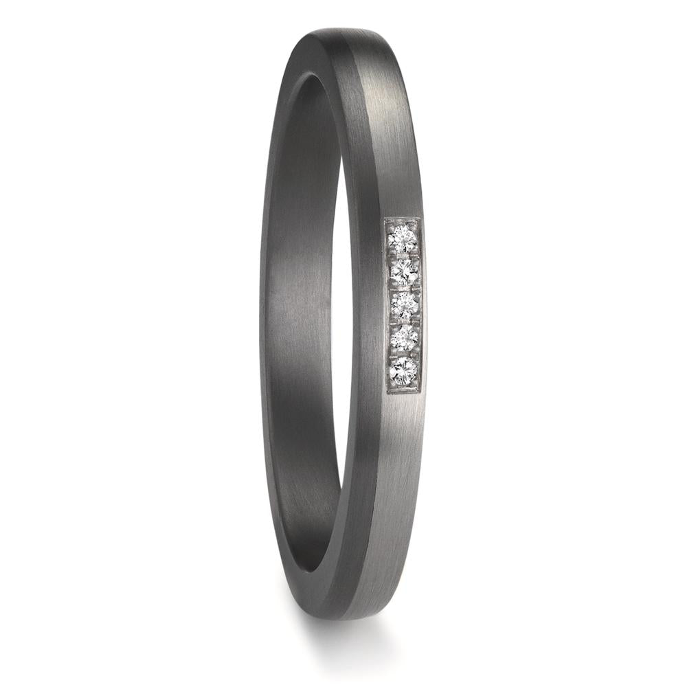 Alliance Tantale 999, Platine 950 Diamant 0.035 ct, 5 Pierres, w-si