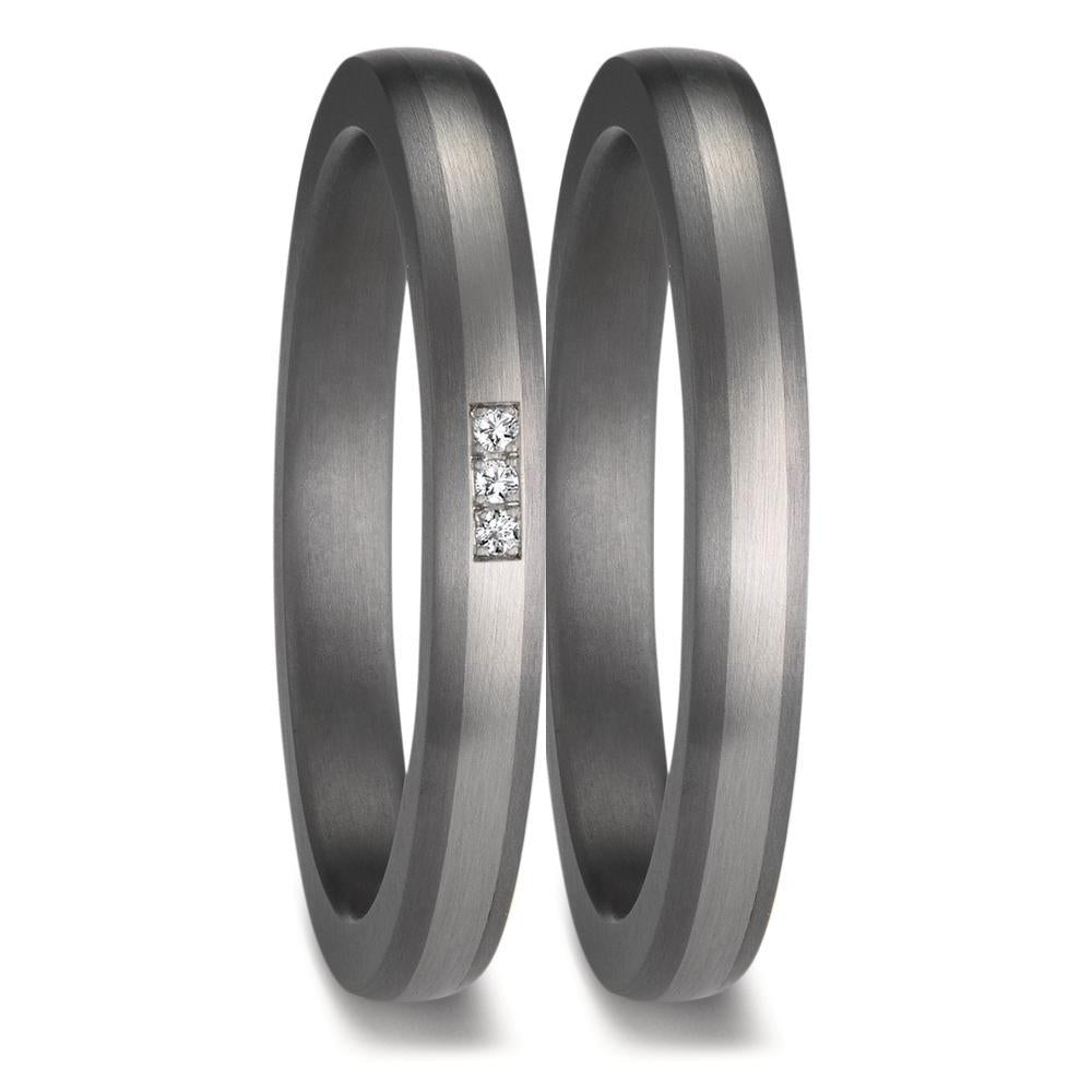 Alliance Tantale 999, Platine 950 Diamant 0.01 ct, 3 Pierres, w-si
