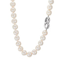 Collier Argent Rhodié perle d'eau douce blanc, 12 mm 50 cm