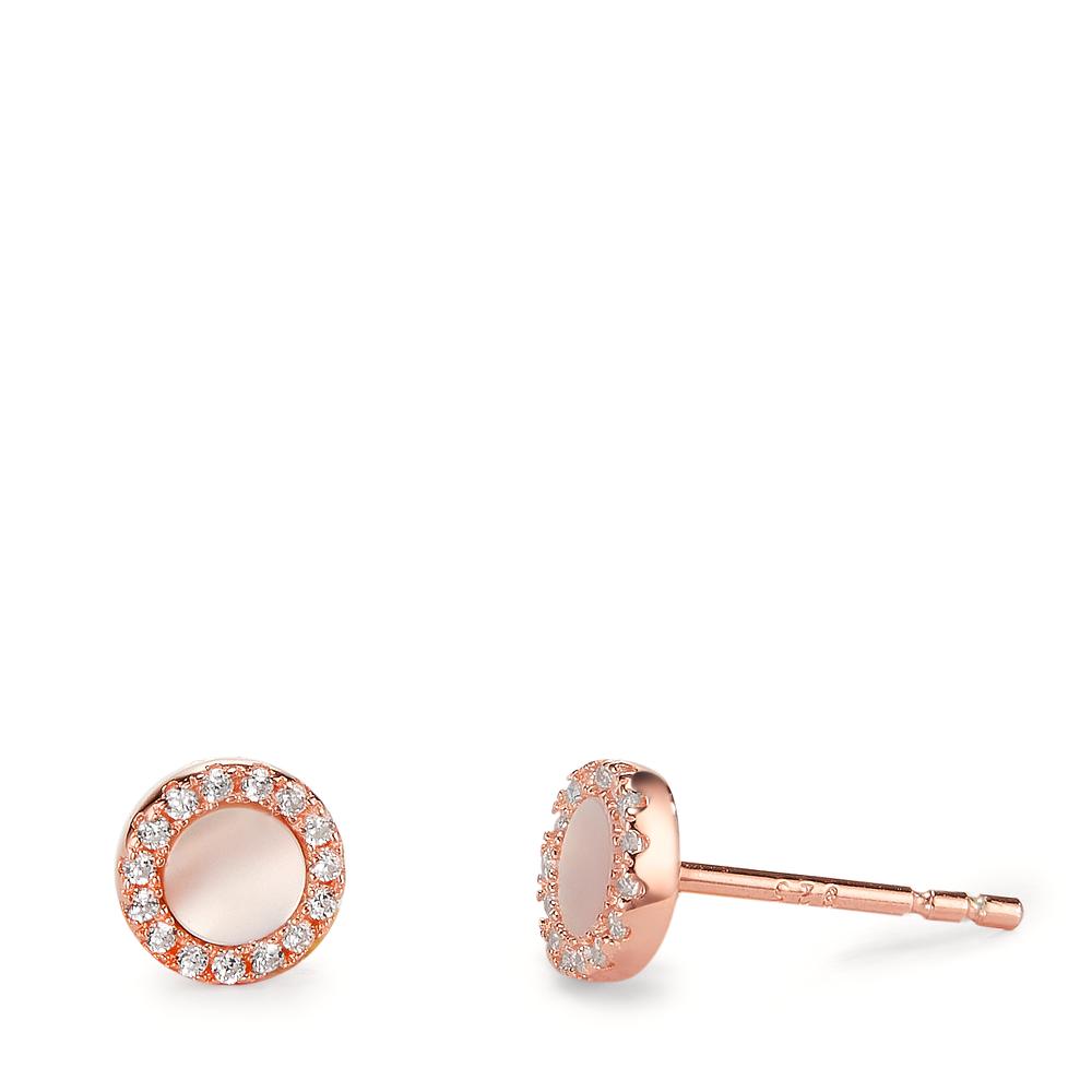 Clous d'oreilles Argent Zircone rosé Plaqué or nacre blanc Ø6 mm