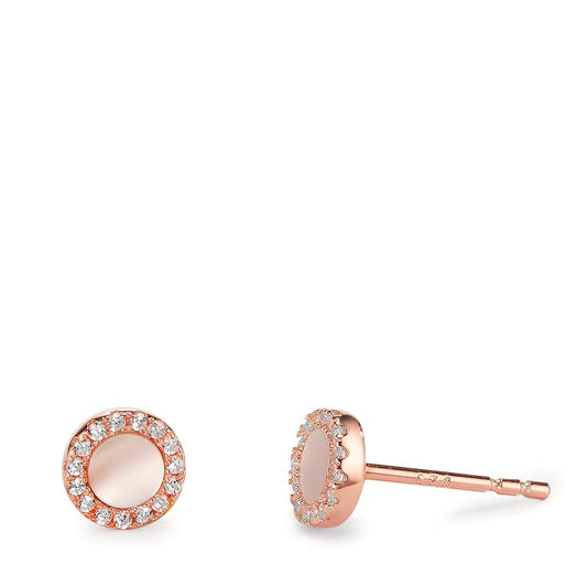 Clous d'oreilles Argent Zircone rosé Plaqué or nacre blanc Ø6 mm
