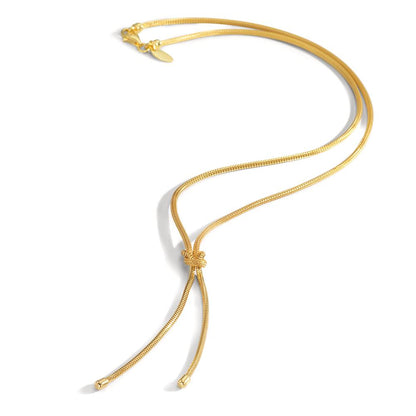 Collier Argent jaune Plaqué or Nœud 50 cm