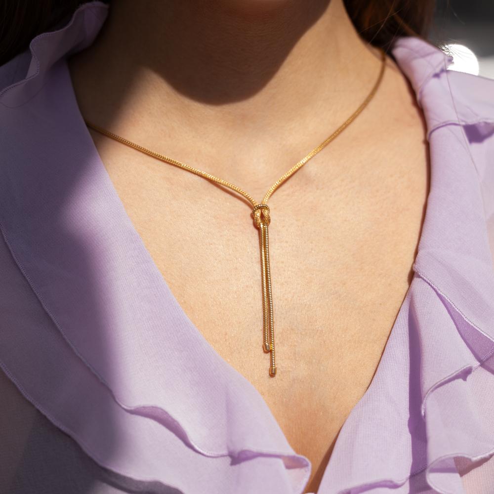 Collier Argent jaune Plaqué or Nœud 50 cm