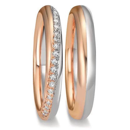 Alliance Or blanc 18K, Or rose 18K Diamant 0.10 ct, 20 Pierres, tw-vsi
