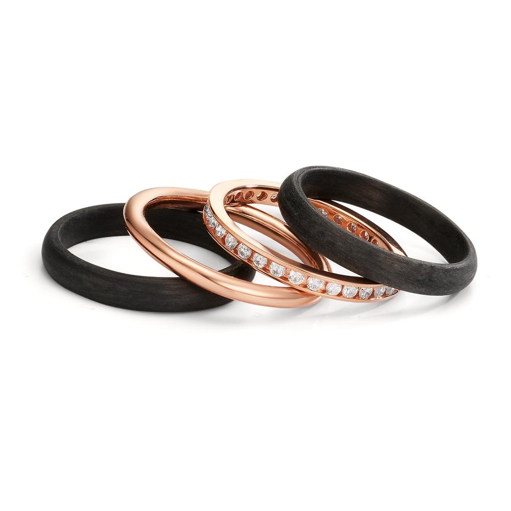 Assortiment de bagues Or rouge 18K, Carbone Diamant 0.50 ct, w-si