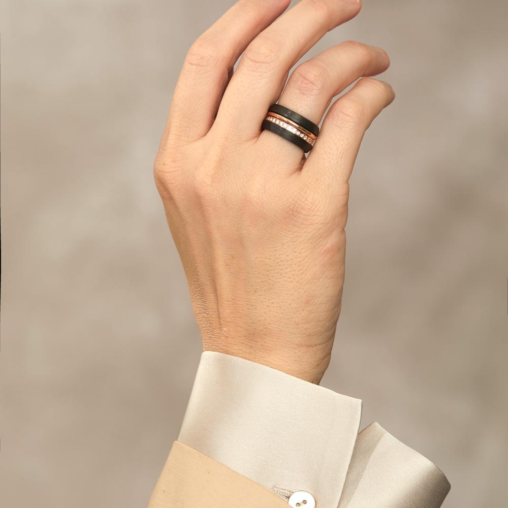 Assortiment de bagues Or rouge 18K, Carbone Diamant 0.50 ct, w-si