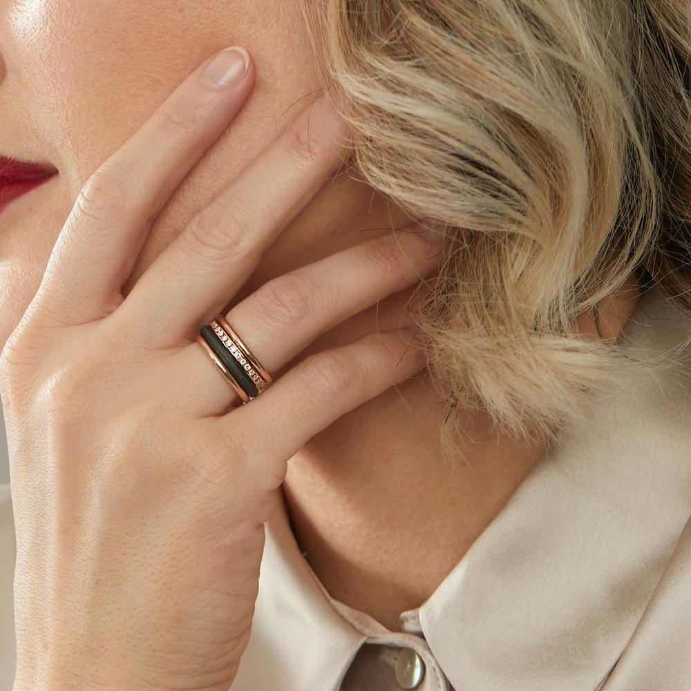 Assortiment de bagues Or rouge 18K, Carbone Diamant w-si