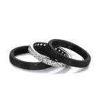 Assortiment de bagues Or blanc 18K, Carbone Zircone