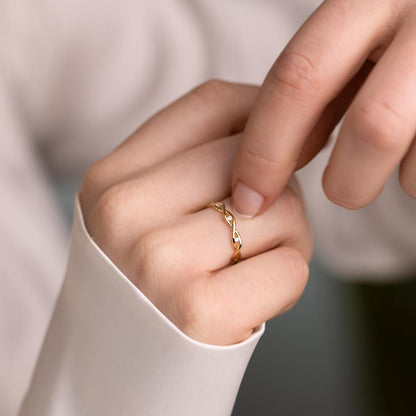 Bague Or jaune 9K Zircone 4 Pierres