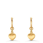 Créoles avec pendentif Or jaune 18K Coeur