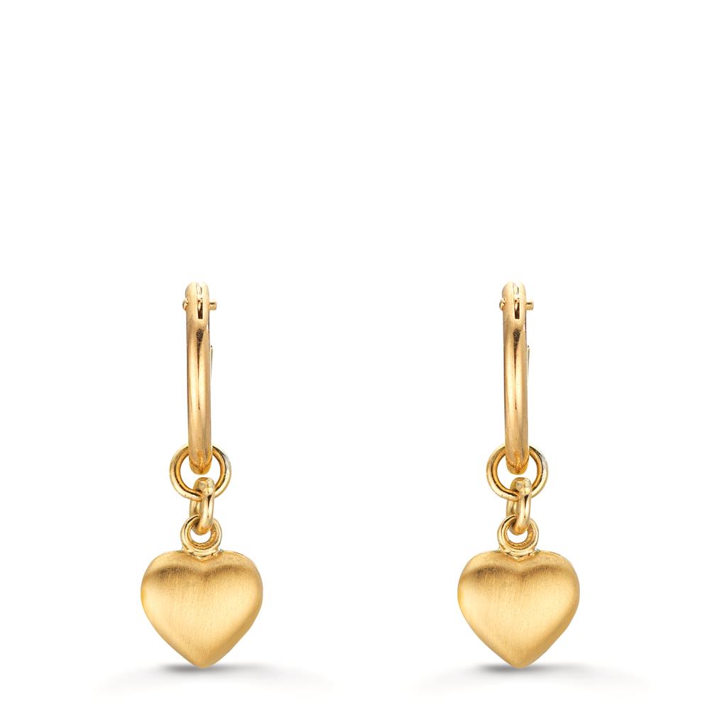 Créoles avec pendentif Or jaune 18K Coeur