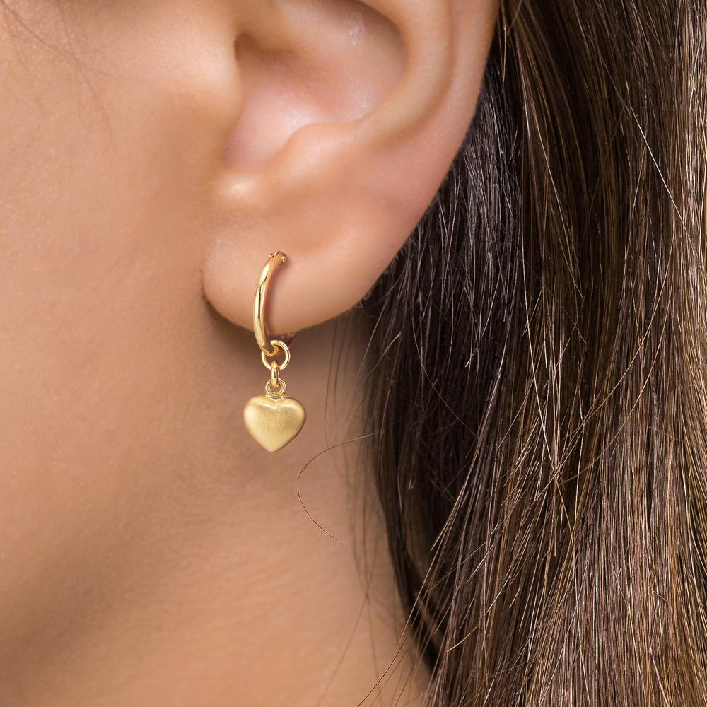Créoles avec pendentif Or jaune 18K Coeur