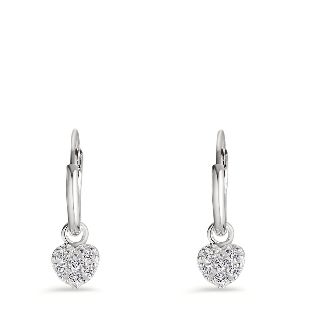 Créoles avec pendentif Argent Zircone 6 Pierres Coeur