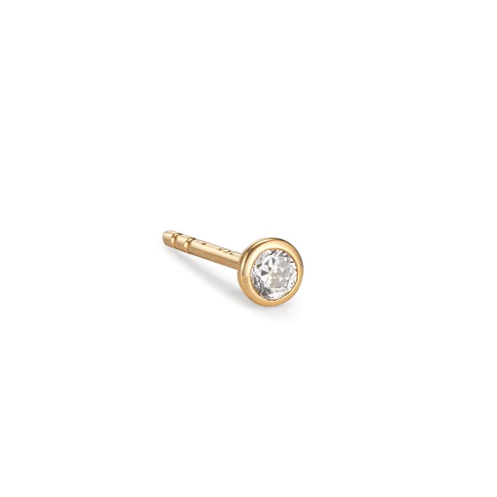 Clous d'oreille à l'unité Or jaune 18K Zircone Ø3 mm