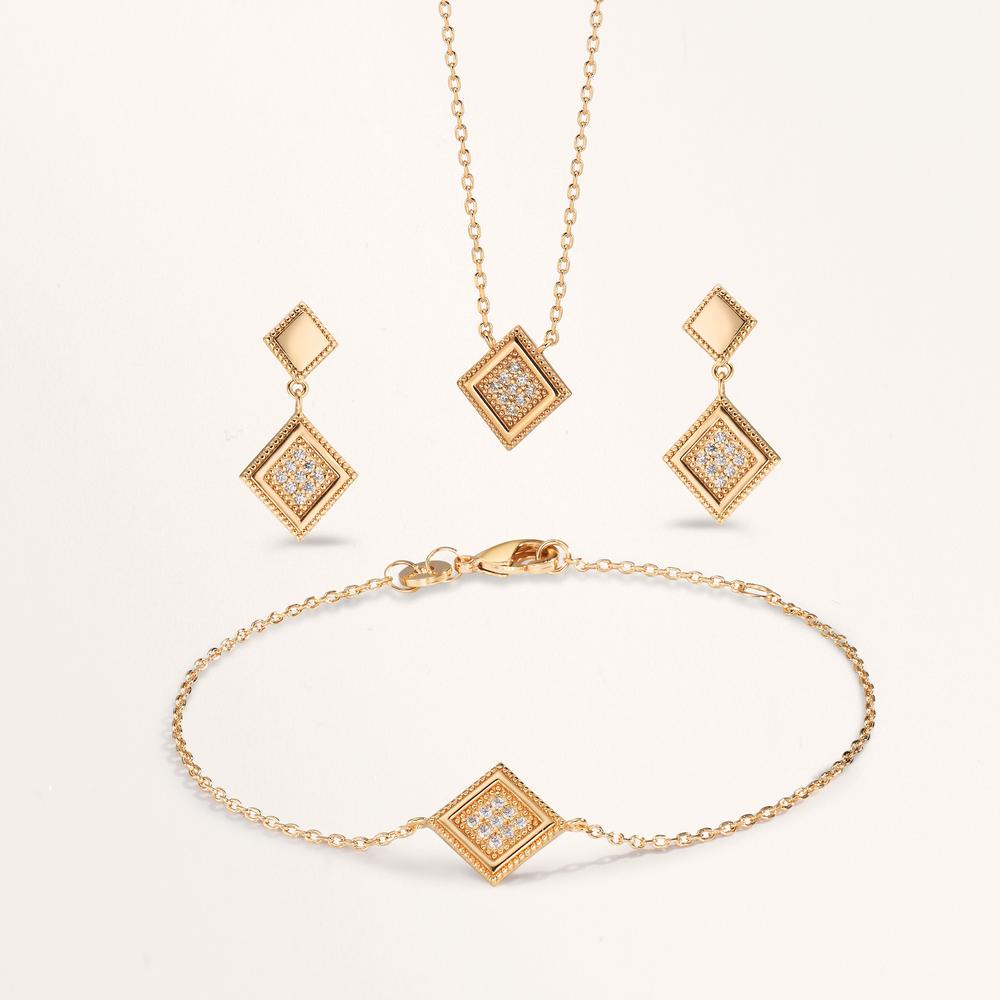 Bracelet Bronze Zircone 9 Pierres Plaqué or 16-18 cm