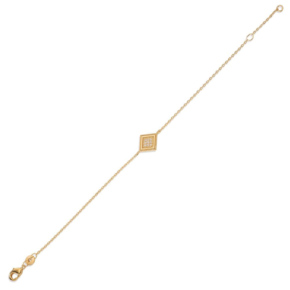 Bracelet Bronze Zircone 9 Pierres Plaqué or 16-18 cm