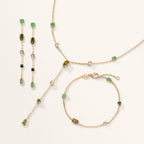 Pendant d'oreilles Bronze Aventurin 10 Pierres Plaqué or