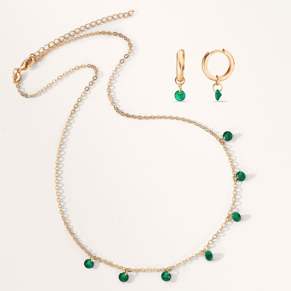 Créoles avec pendentif Bronze Zircone vert