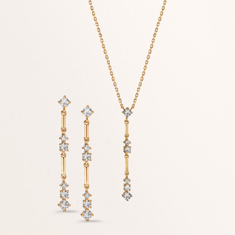 Collier Bronze Zircone 6 Pierres 40-45 cm