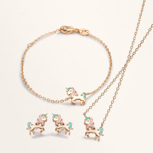 Clous d'oreilles Bronze Laqué Licorne Ø8 mm