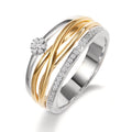 Bague Or jaune 18K, Or blanc 18K Diamant 0.13 ct, w-si