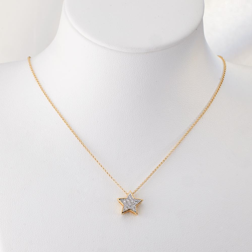 Pendentif Or jaune 18K Diamant 0.08 ct, w-si Étoile Ø10 mm