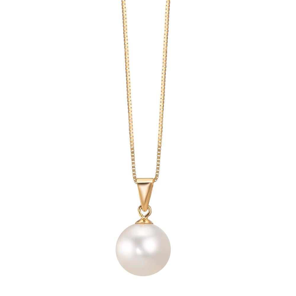 Pendentif Or jaune 18K perle d'eau douce blanc, 7.5 mm