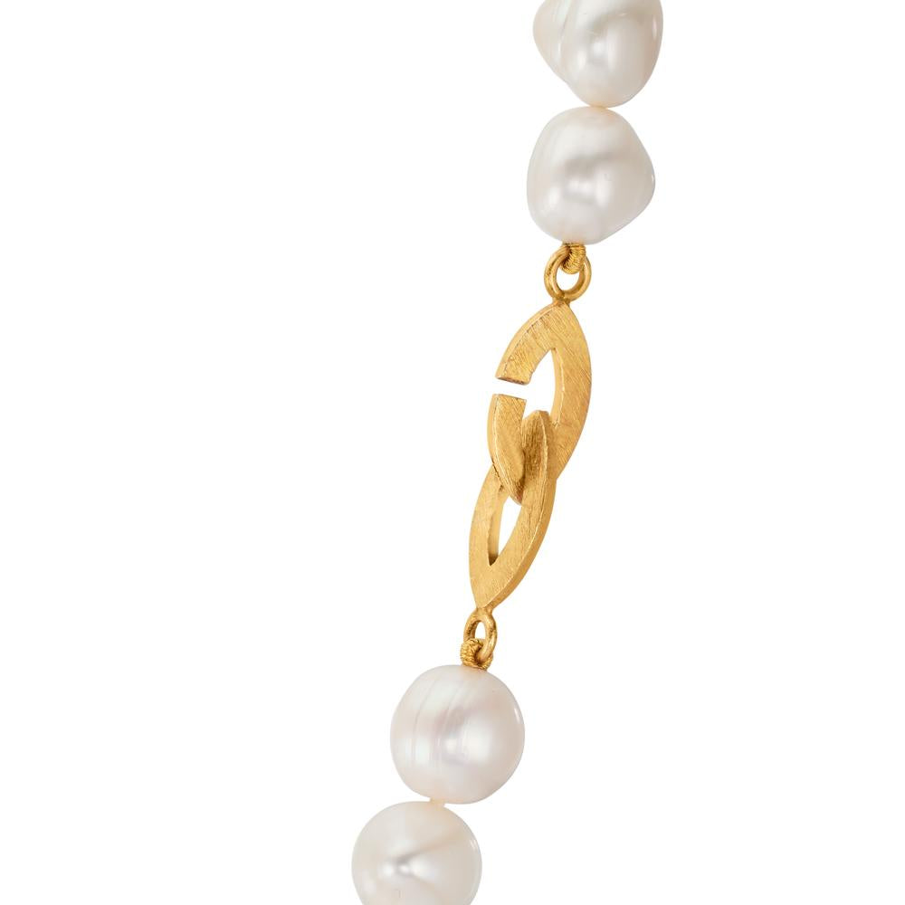Collier Argent jaune Plaqué or perle d'eau douce, 11 mm 46 cm