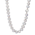 Collier Or blanc 18K perle d'eau douce gris 10.5-11 mm 42 cm