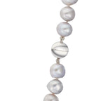 Collier Or blanc 18K perle d'eau douce gris 10.5-11 mm 42 cm