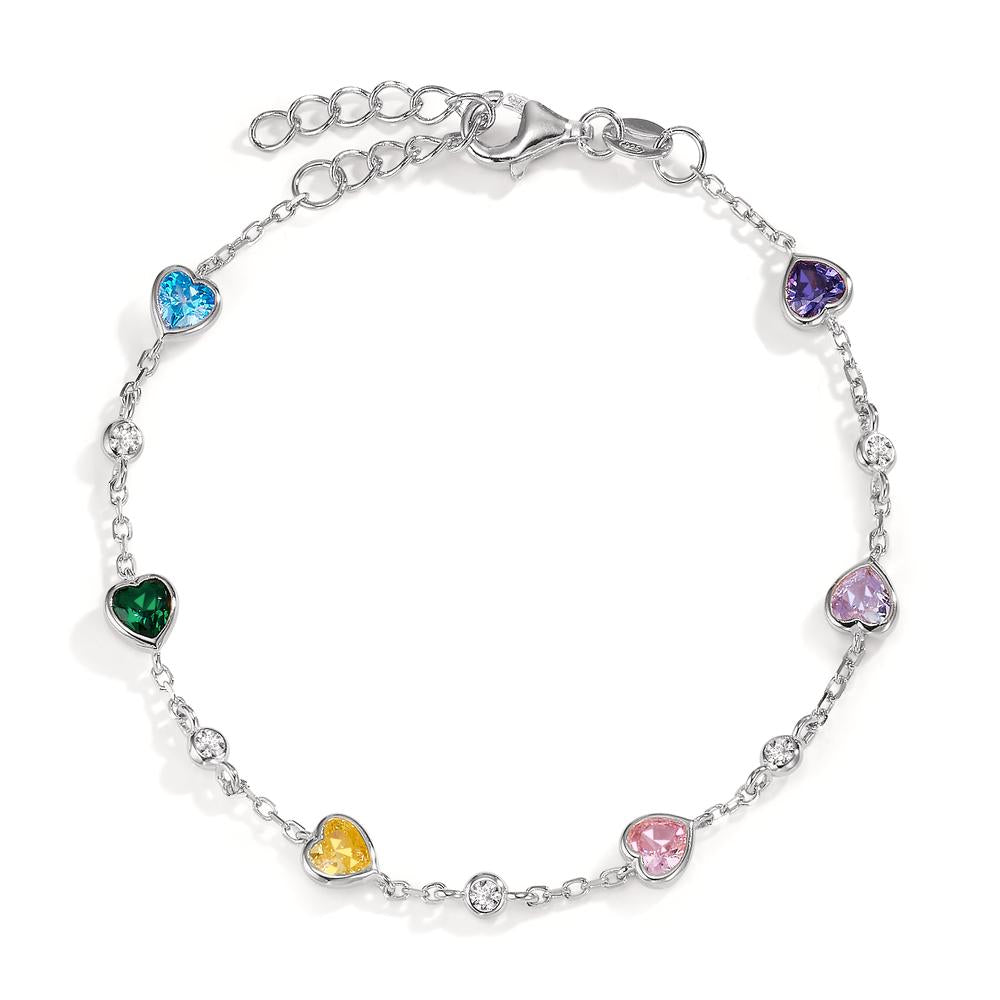 Bracelet Argent Zircone coloré, 11 Pierres Rhodié