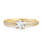 Bague solitaire Or jaune 18K Diamant 0.47 ct, brillant, w-si, Diamant 0.18 ct, 18 Pierres, brillant, w-si