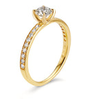 Bague solitaire Or jaune 18K Diamant 0.47 ct, brillant, w-si, Diamant 0.18 ct, 18 Pierres, brillant, w-si