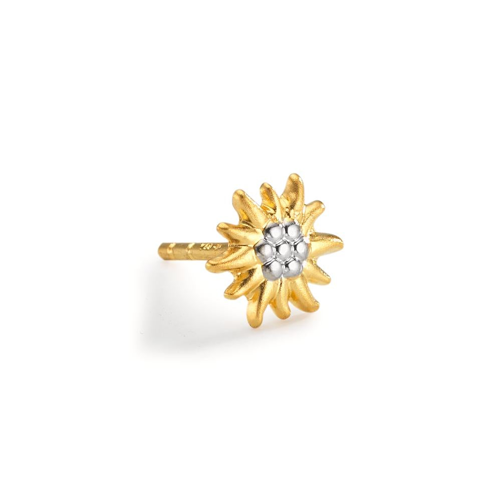 Clous d'oreille à l'unité Or jaune 18K Bicolore Edelweiss Ø7 mm