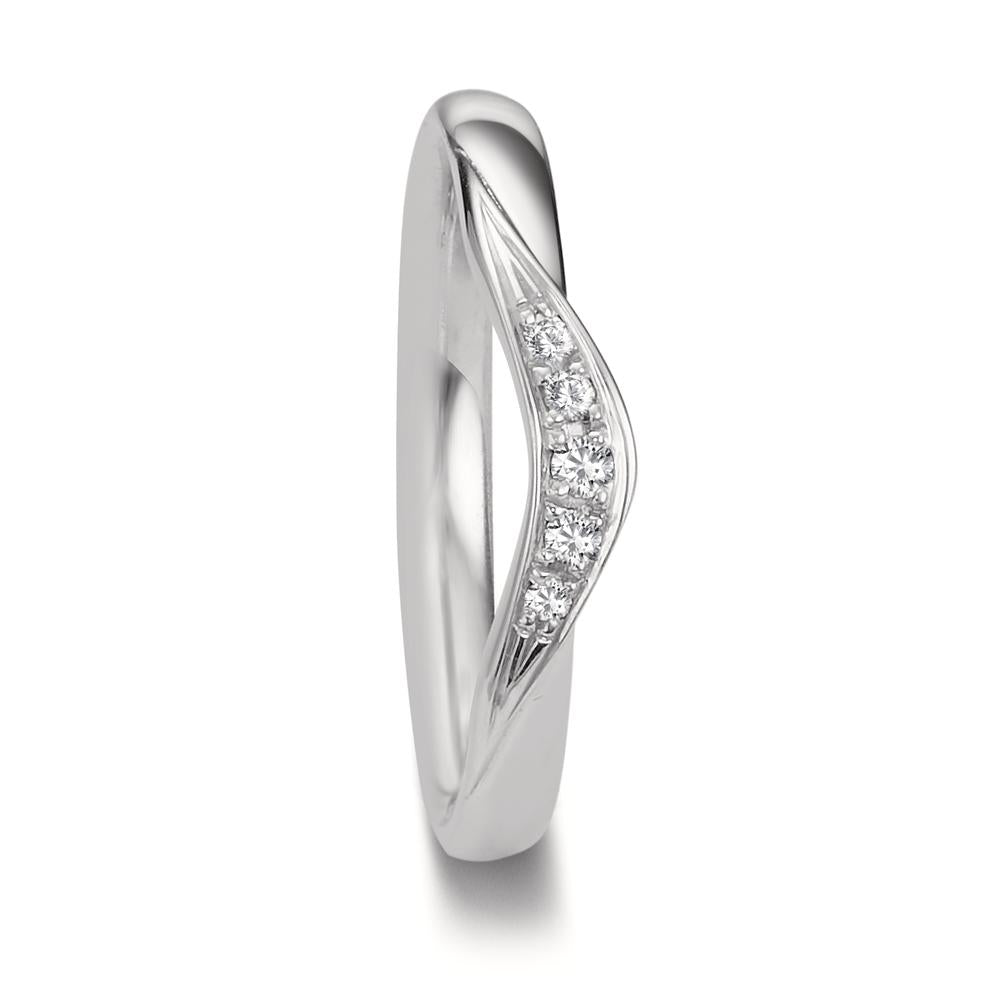 Alliance Or blanc 18K Diamant 0.045 ct, 5 Pierres, tw-vsi