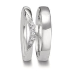 Alliance Or blanc 18K Diamant 0.045 ct, 5 Pierres, tw-vsi