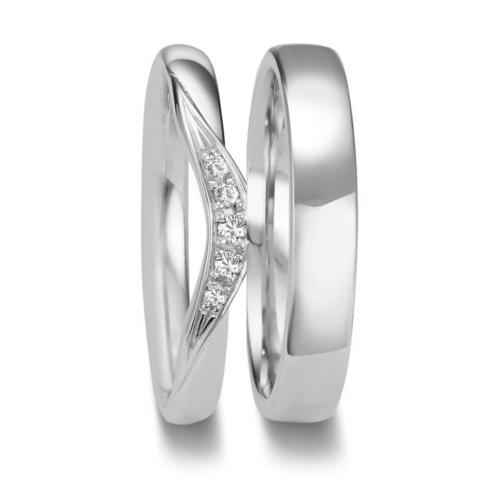 Alliance Or blanc 18K Diamant 0.045 ct, 5 Pierres, tw-vsi