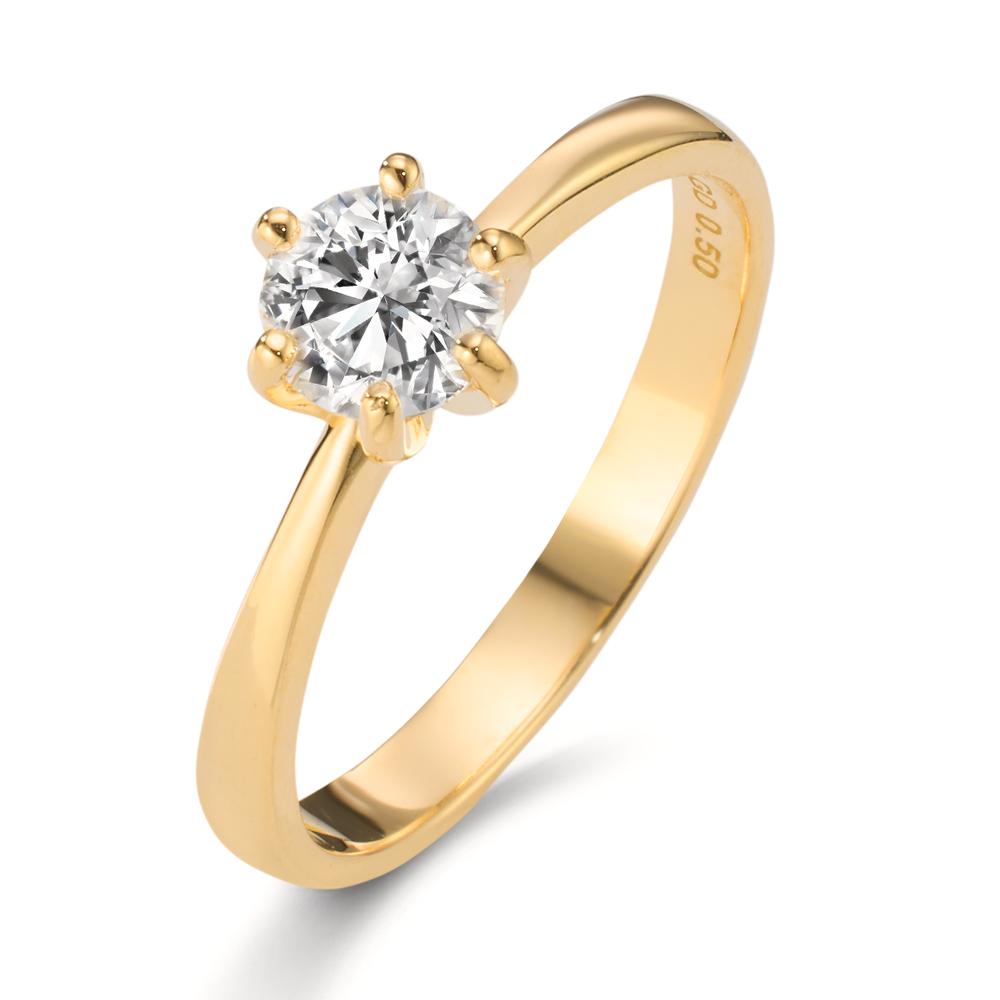 Bague solitaire Or jaune 18K Cultivé en laboratoire de diamant 0.50 ct, w-si