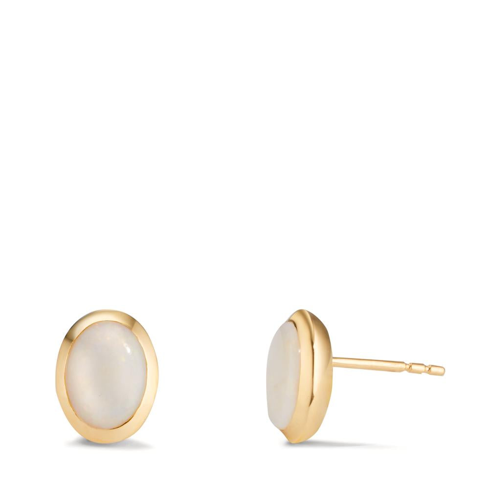 Clous d'oreilles Or jaune 18K Opale 2 Pierres